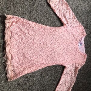 Pink Lace Long Sleeve Dress